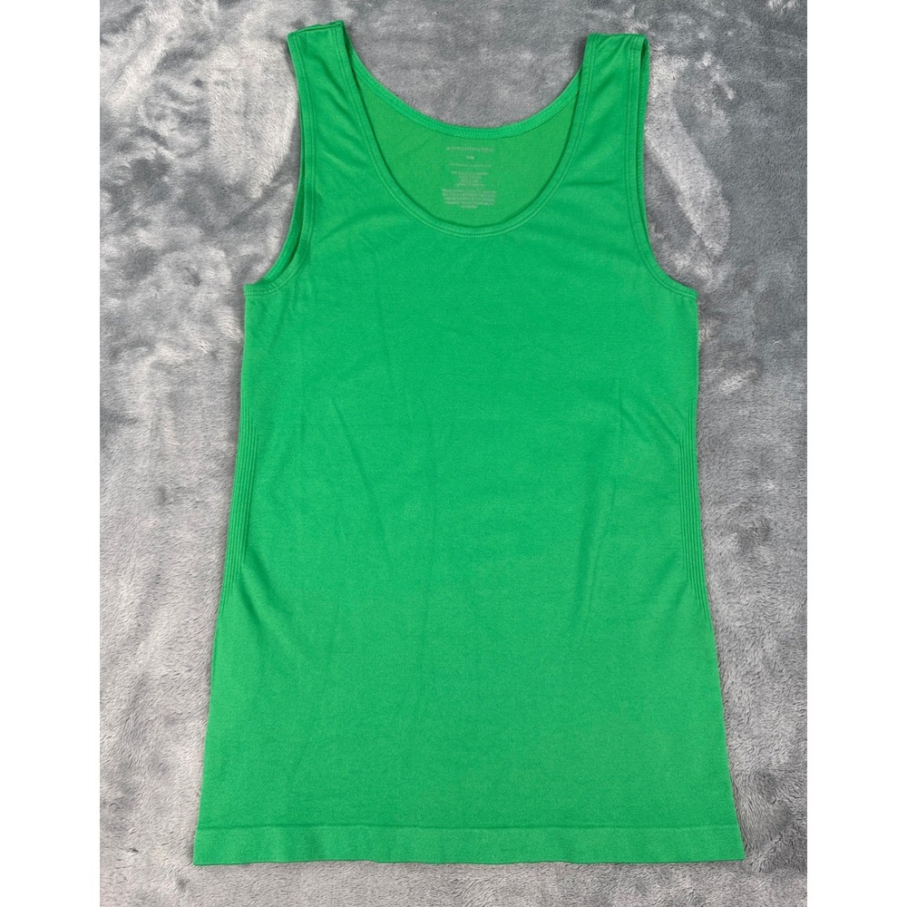 Worthington Womens Seamless Tank Top Green Scoop Neck Stretch S/M Longline